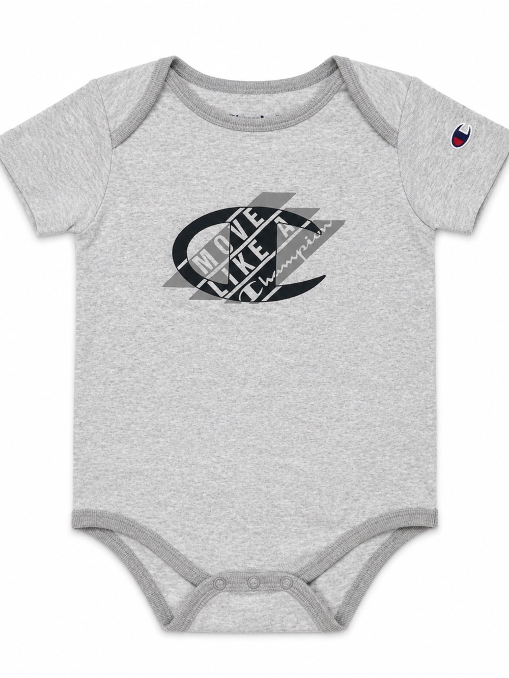 Champion Grey Short-Sleeve Logo Baby One-Piece Bodysuit